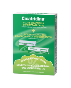 Pachet Cicatridina, 10 supozitoare + Unguent Rectal Cicatridina Plus, 30g, Naturpharma