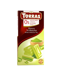 Ciocolata alba cu matcha, 75g, Torras