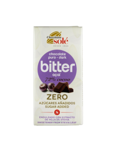 Ciocolata cu 72% cacao si acai indulcita cu stevie, 100 g, Chocolates Sole