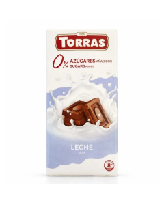 TORRAS Ciocolata cu lapte fara zahar si fara gluten, 75g