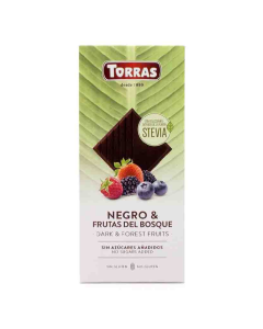 Ciocolata neagra 58% cu fructe de padure cu STEVIA, 125g, Torras