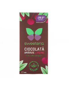 Ciocolata amaruie cu visine, 100g, Sweeteria