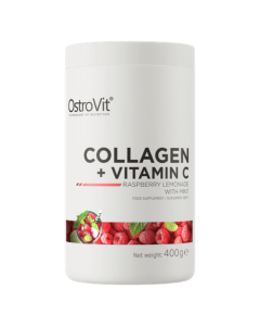 Colagen cu Vitamina C, aroma de zmeură cu mentă, 400g, OstroVit