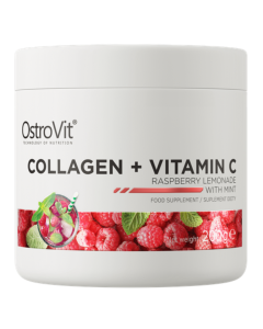 Colagen cu Vitamina C, aroma de zmeură cu mentă, 200g, OstroVit