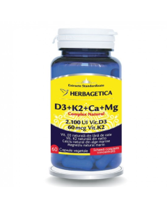 Complex natural D3+K2+Ca+Mg, 60 capsule, Herbagetica