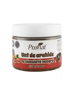 Crema de arahide cu ciocolata neagra si nibs de cacao, 300g, Pronat