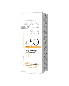Crema pentru fata SPF 50 tenta naturala H3 Derma+ Sun, 50 ml, Gerovital