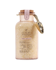 Cristale de baie in borcan de sticla Bathtime Bliss, Warm Vanilla, 600 g, The Luxury Bathing Company