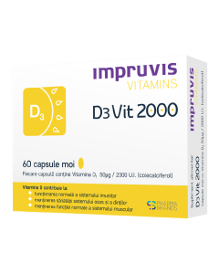 Vitamins D3Vit 2000, 60 capsule moi, Impruvis