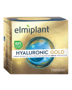 Crema de zi antirid cu efect de umplere SPF10 Hyaluronic Gold, 50ml, Elmiplant