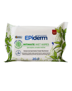 Servetele umede intime cu extract de ceai verde, 20 bucati, Epiderm