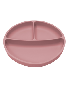 Farfurie compartimentata din silicon cu ventuza, 6 luni+, Old Rose, Appekids