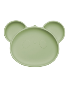 Farfurie din silicon cu ventuza Panda, 6 luni+, Raw Green, Appekids