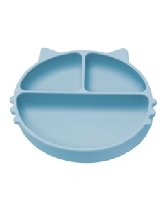 Farfurie compartimentata din silicon Kitty, 6 luni+, Aqua Blue, Appekids