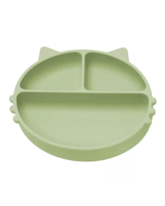 Farfurie compartimentata din silicon Kitty, 6 luni+, Raw Green, Appekids