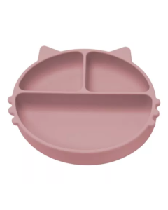 Farfurie compartimentata din silicon Kitty, 6 luni+, Old Rose, Appekids