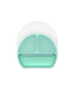 Farfurie silicon compartimentata cu capac Mint, 1 bucata