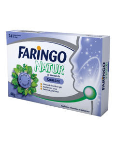 Faringo Natur cu aroma de coacaze, 24 comprimate, Terapia