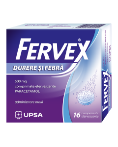 Fervex Durere si Febra, 500 mg, 16 comprimate efervescente, Upsa