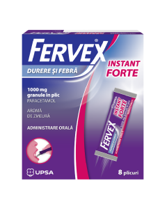 Fervex durere si febra Instant Forte, 1000 mg, 8 plicuri, Upsa