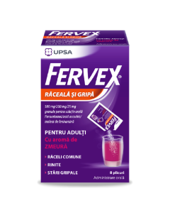 Fervex adulti cu aroma de zmeura, 8 plicuri