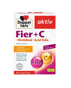 Doppelherz Fe+Vitamina C+histidina +acid folic, 30 tablete