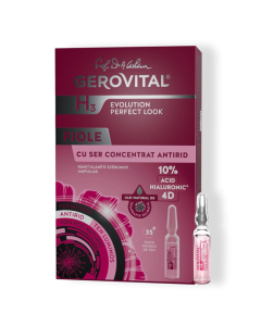 Fiole cu ser concentrat antirid cu Acid Hialuronic 10% 4D H3 Evolution Perfect Look, 10 fiole*2 ml, Gerovital