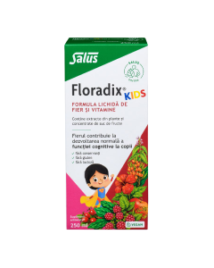 Formula lichida de fier si vitamine FloradixKIDS®, 250 ml, Salus
