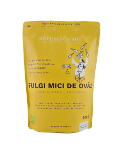 Fulgi mici de ovaz ecologici, fara gluten, 500 g, Republica Bio