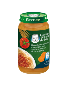 Gerber Bio Piure spaghete cu carne de vita, 250g