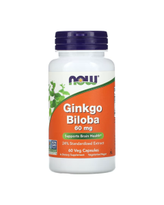 Ginkgo Biloba, 60 mg, 60 capsule vegetale, Now Foods