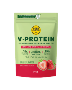 Gold Nutrition Pudra Proteica Vegetala V-protein Capsuni, 240g