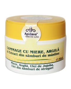 Gommage cu miere, argila si extract din samburi de masline, 50 ml, Apidava