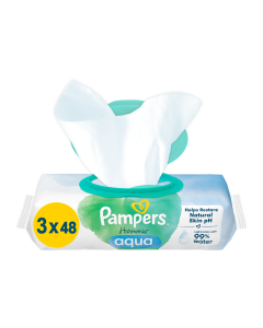 Servetele umede Harmonie Aqua, 3 pachete*48 bucati, Pampers 