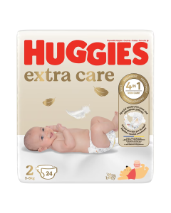 Scutece Extra Care Marimea 2, 3-6 kg, 24 bucati, Huggies 