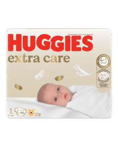 Scutece Extra Care Marimea 1, 2-5 kg, 84 bucati, Huggies