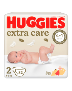 Scutece Extra Care Marimea 2, 3-6 kg, 82 bucati, Huggies