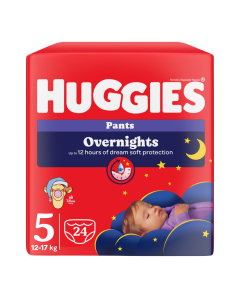 Scutece chilotel de noapte Overnights, Nr.5, 12-17 kg, 24 bucati, Huggies 
