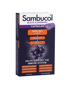 Capsule cu soc negru, vitamina C si zinc Immuno Forte, 30 capsule, Sambucol