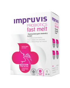 Probiotic Fast Melt cu aroma de capsuni si zmeura, 10 plicuri, Impruvis