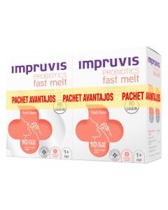 Pachet Impruvis Probiotic Fast Melt cu aroma de piersica, 2*10 plicuri, Impruvis