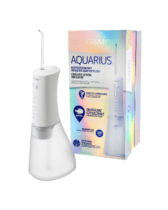 Irigator oral/ dus bucal Vitammy Aquarius, incarcare wireless, 3 moduri de functionare, varf rotativ la 360 de grade, 4 duze, capacitate rezervor 320 ml