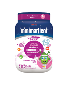 Jeleuri cu soc Minimartieni Gummy, 60 bucati, Walmark