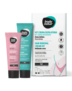 Kit depilare pentru zona intima feminina, cu extract de caise, 50ml+30ml, Body Natur