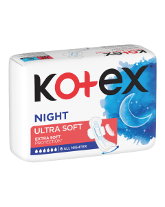 Absorbante de noapte Ultra Soft Night, 6 bucati, Kotex