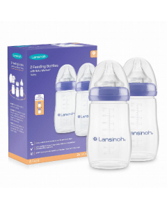Pachet Biberon cu tetina NaturalWave, flux mediu, +3 luni, 2*240 ml, Lansinoh