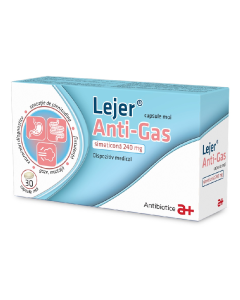 Lejer Anti-Gas, 240 mg, 30 capsule moi, Antibiotice SA
