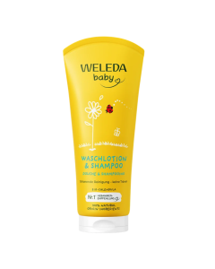 Lotiune de curatare si sampon cu galbenele Baby, 200 ml, Weleda