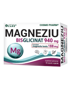 Magneziu Bisglicinat, 940 mg, 30 capsule vegetale, CosmoPharm