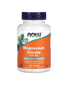 Magneziu Citrat, 200 mg, 100 tablete, Now Foods
